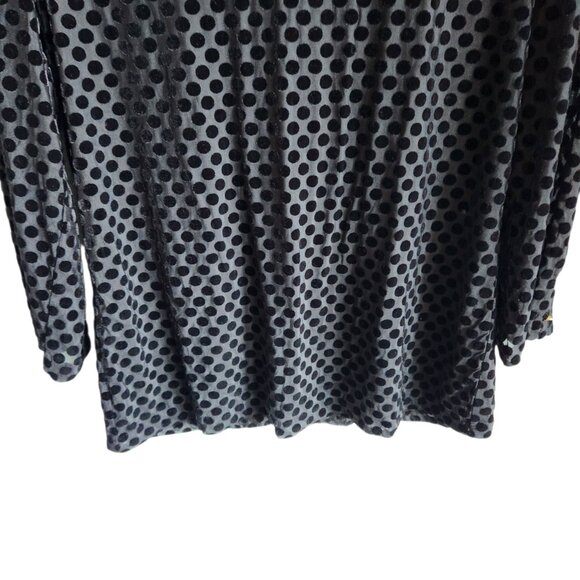 Talbots Shirt Black Medium Women's 3/4 Sleeve Polka Dot Top Blouse Velvet NEW - Picture 3 of 12